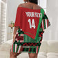 Custom Kenya Cricket Off Shoulder Short Dress Simbas African Kente - African Pride
