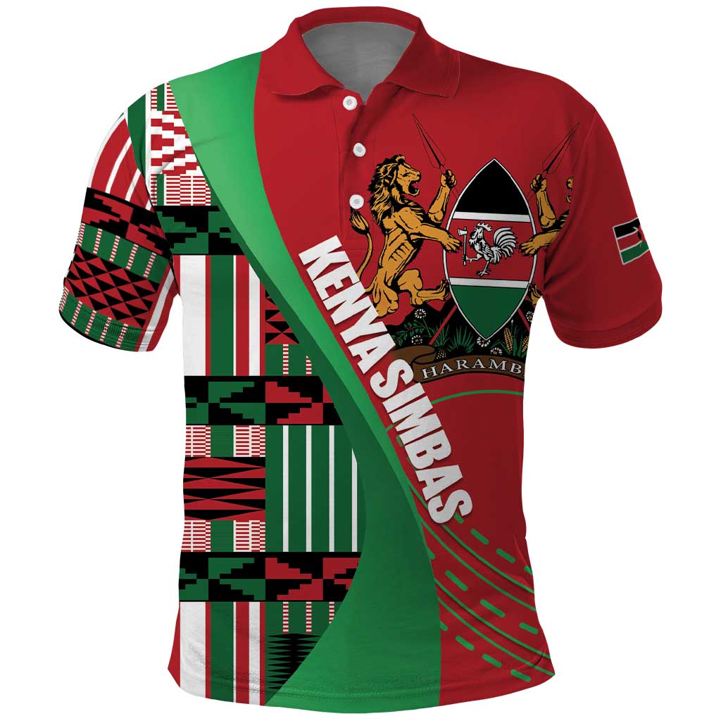 Custom Kenya Cricket Polo Shirt Simbas African Kente - African Pride
