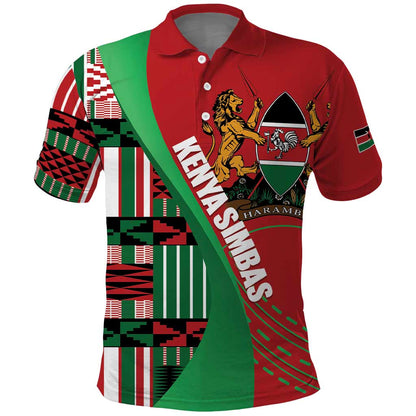 Custom Kenya Cricket Polo Shirt Simbas African Kente - African Pride