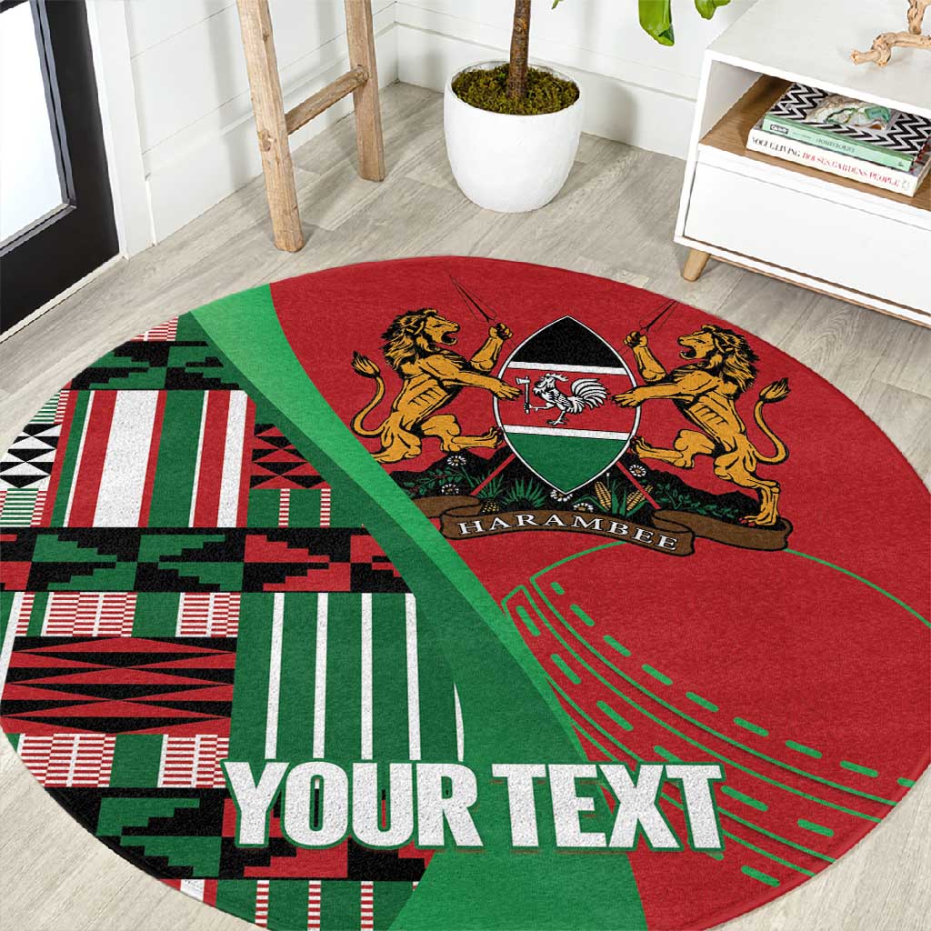 Custom Kenya Cricket Round Carpet Simbas African Kente - African Pride