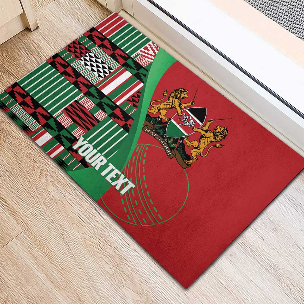 Custom Kenya Cricket Rubber Doormat Simbas African Kente - African Pride