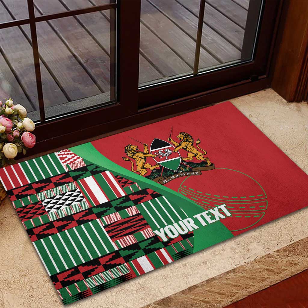 Custom Kenya Cricket Rubber Doormat Simbas African Kente - African Pride