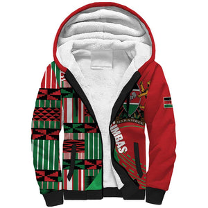 Custom Kenya Cricket Sherpa Hoodie Simbas African Kente - African Pride