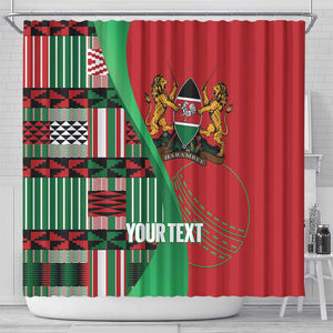 Custom Kenya Cricket Shower Curtain Simbas African Kente - African Pride