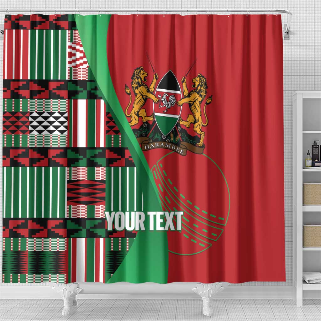 Custom Kenya Cricket Shower Curtain Simbas African Kente - African Pride
