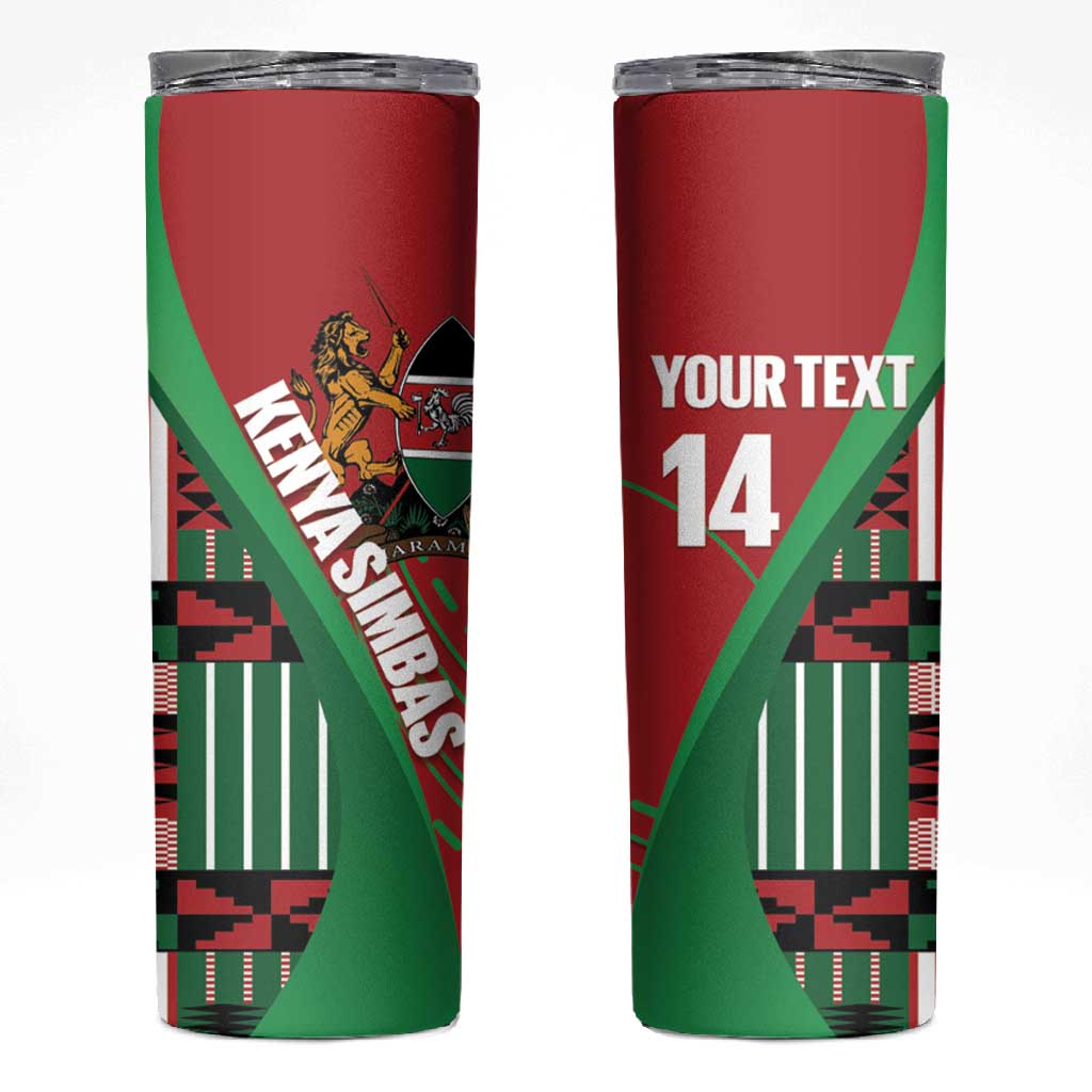 Custom Kenya Cricket Skinny Tumbler Simbas African Kente - African Pride