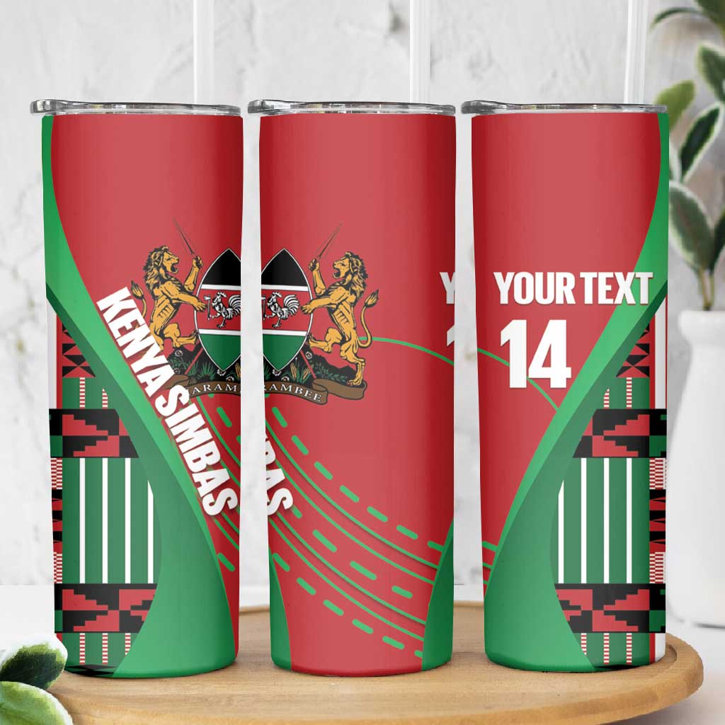 Custom Kenya Cricket Skinny Tumbler Simbas African Kente - African Pride