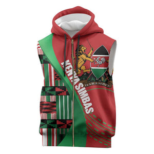 Custom Kenya Cricket Sleeveless Zip Hoodie Simbas African Kente - African Pride