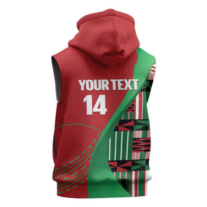 Custom Kenya Cricket Sleeveless Zip Hoodie Simbas African Kente - African Pride