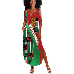 Custom Kenya Cricket Summer Maxi Dress Simbas African Kente - African Pride