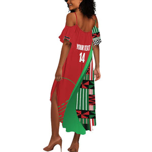 Custom Kenya Cricket Summer Maxi Dress Simbas African Kente - African Pride
