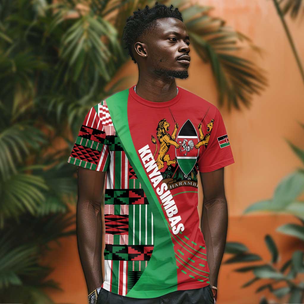 Custom Kenya Cricket T shirt Simbas African Kente - African Pride