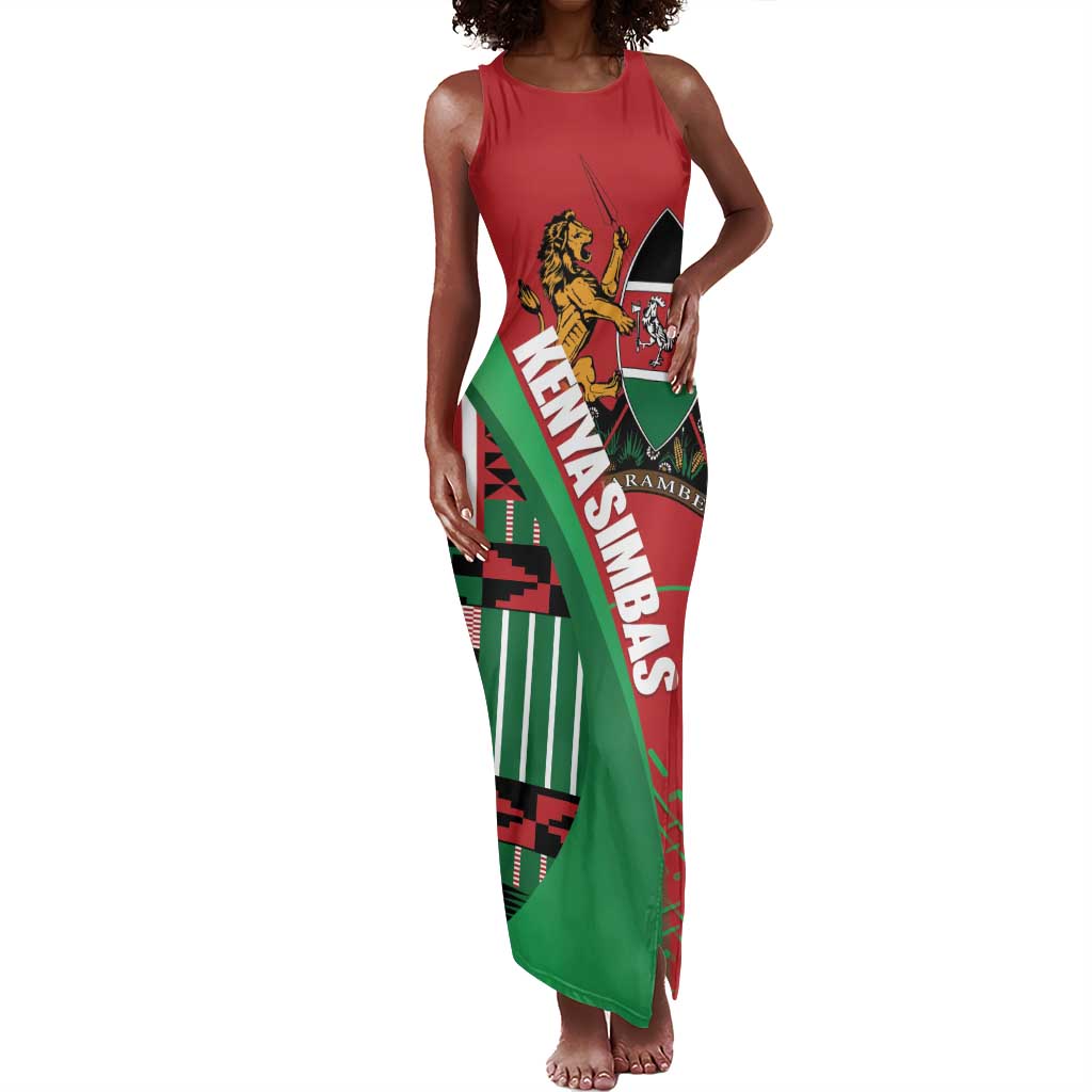 Custom Kenya Cricket Tank Maxi Dress Simbas African Kente - African Pride