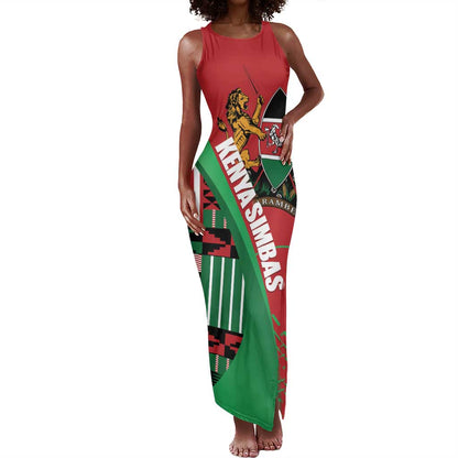 Custom Kenya Cricket Tank Maxi Dress Simbas African Kente - African Pride
