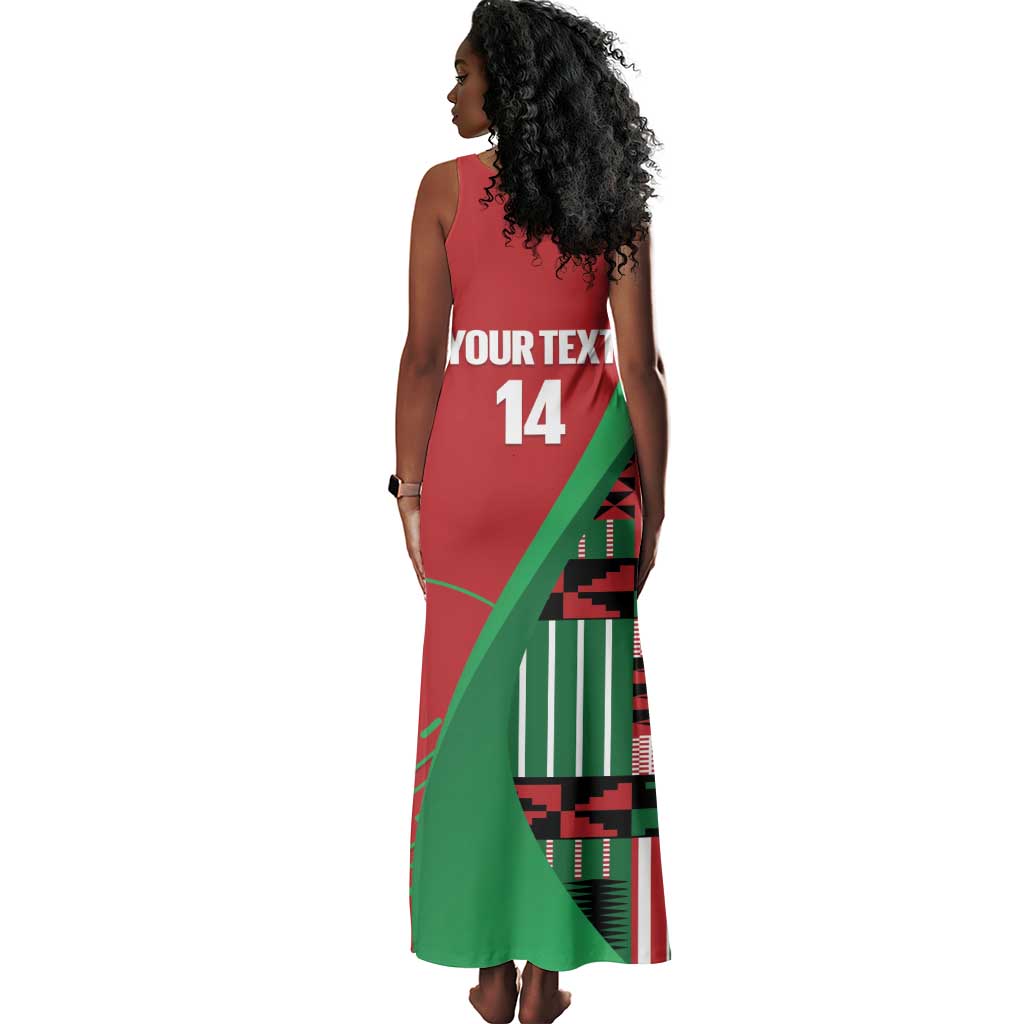 Custom Kenya Cricket Tank Maxi Dress Simbas African Kente - African Pride