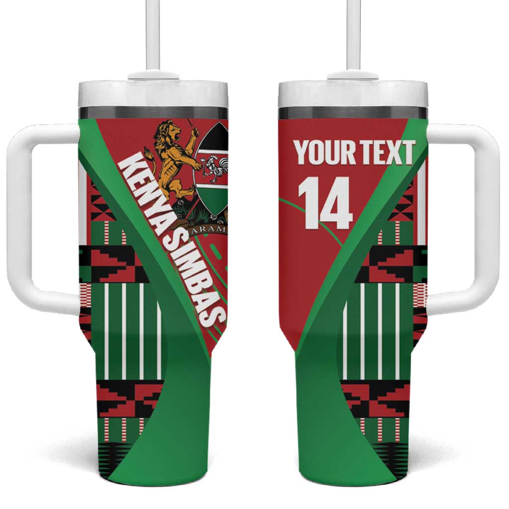 Custom Kenya Cricket Tumbler With Handle Simbas African Kente - African Pride