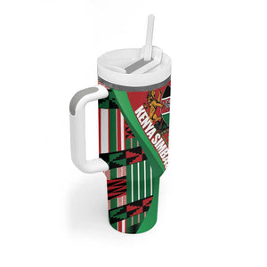 Custom Kenya Cricket Tumbler With Handle Simbas African Kente - African Pride
