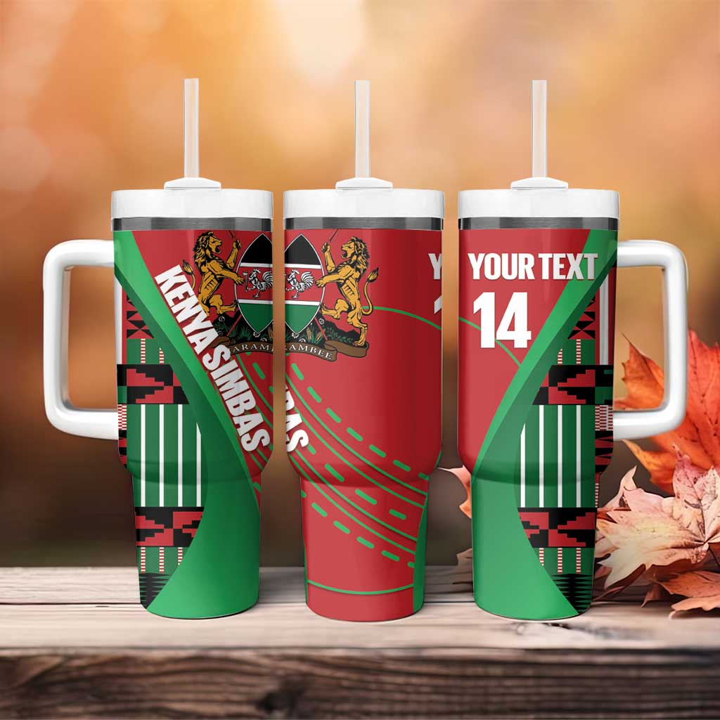 Custom Kenya Cricket Tumbler With Handle Simbas African Kente - African Pride