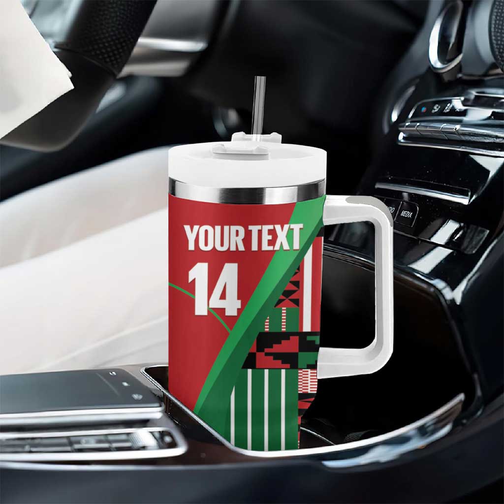 Custom Kenya Cricket Tumbler With Handle Simbas African Kente - African Pride