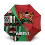 Custom Kenya Cricket Umbrella Come On Simbas Kente Pattern