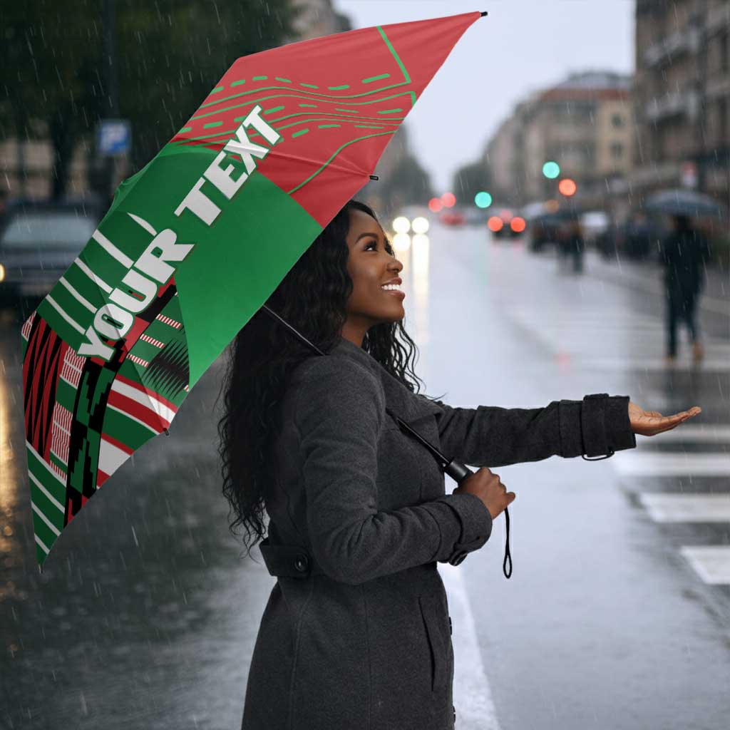 Custom Kenya Cricket Umbrella Come On Simbas Kente Pattern