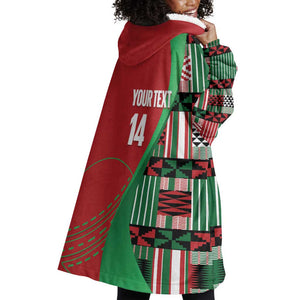 Custom Kenya Cricket Wearable Blanket Hoodie Simbas African Kente - African Pride