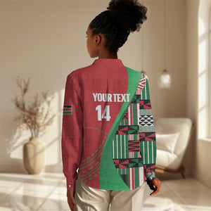 Custom Kenya Cricket Women Casual Shirt Simbas African Kente - African Pride
