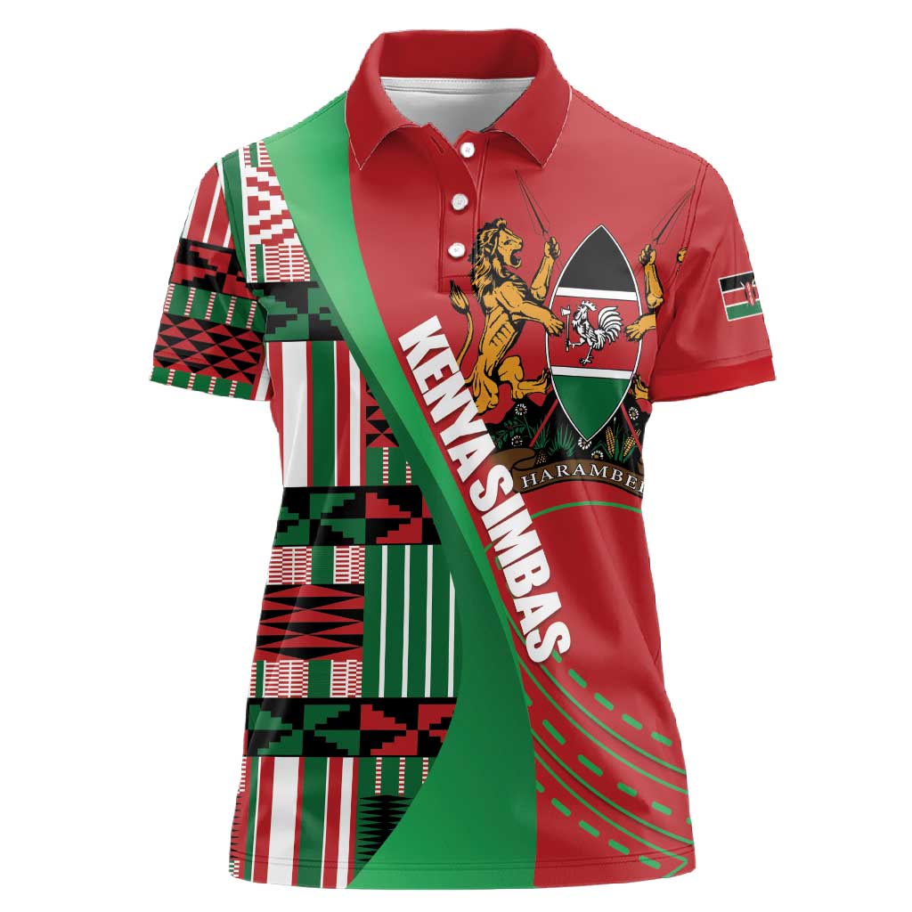 Custom Kenya Cricket Women Polo Shirt Simbas African Kente - African Pride