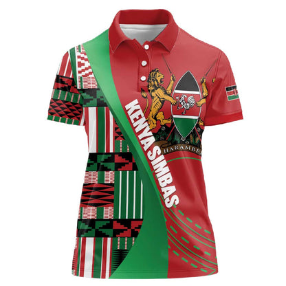 Custom Kenya Cricket Women Polo Shirt Simbas African Kente - African Pride