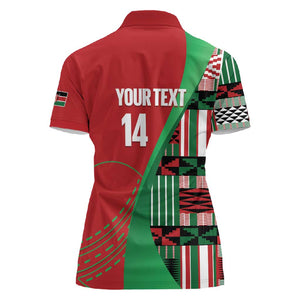 Custom Kenya Cricket Women Polo Shirt Simbas African Kente - African Pride