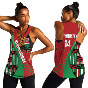Custom Kenya Cricket Women Racerback Tank Simbas African Kente - African Pride