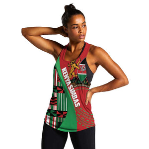 Custom Kenya Cricket Women Racerback Tank Simbas African Kente - African Pride
