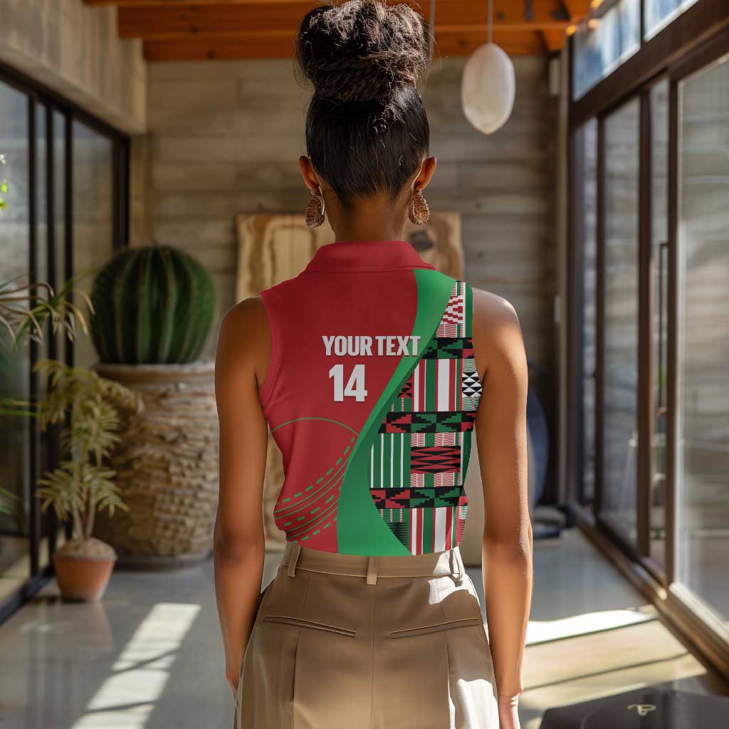 Custom Kenya Cricket Women Sleeveless Polo Shirt Simbas African Kente - African Pride