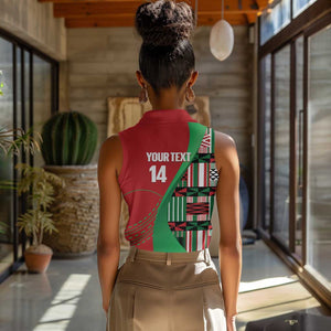 Custom Kenya Cricket Women Sleeveless Polo Shirt Simbas African Kente - African Pride