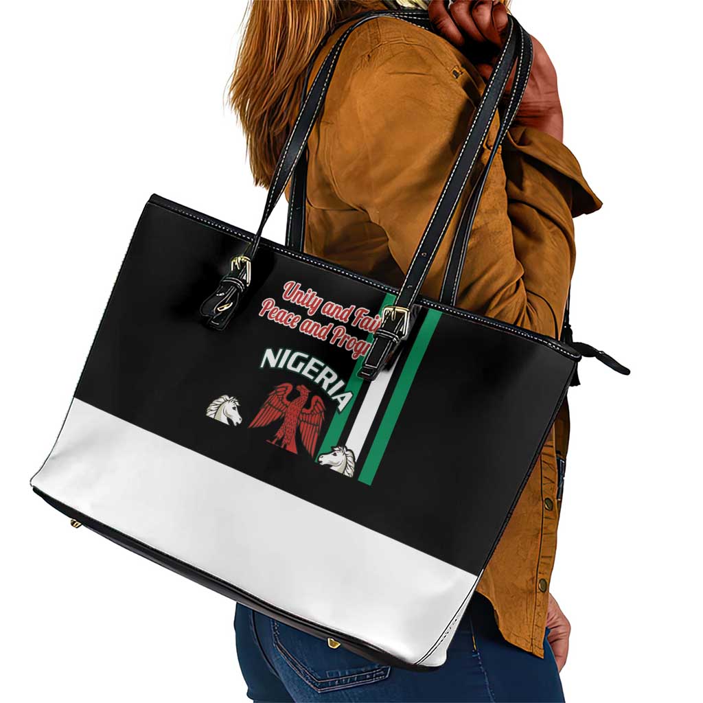 Nigeria Leather Tote Bag Nigeria Coat Of Arms Simple Style