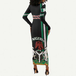 Nigeria Long Sleeve Bodycon Dress Nigeria Coat Of Arms Simple Style LT14