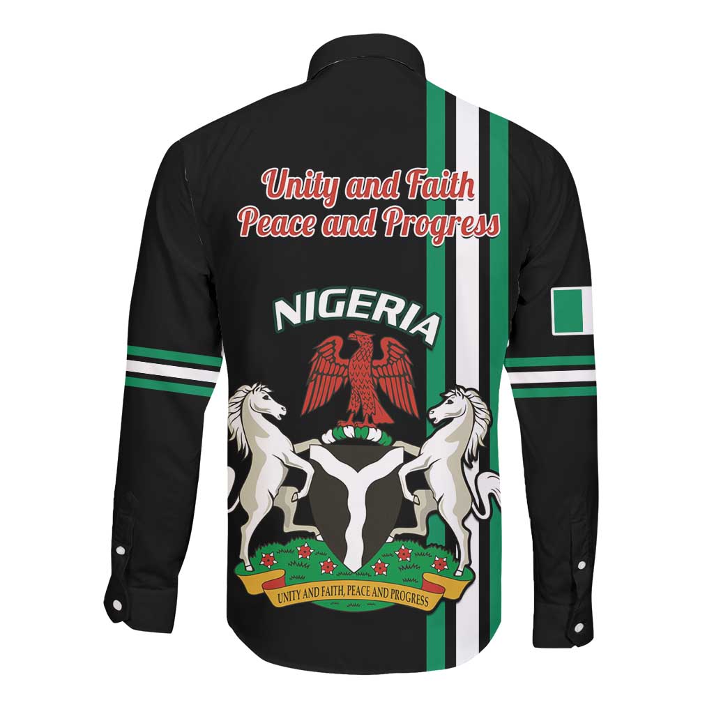Nigeria Long Sleeve Button Shirt Nigeria Coat Of Arms Simple Style