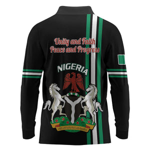 Nigeria Long Sleeve Polo Shirt Nigeria Coat Of Arms Simple Style