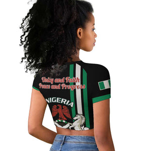 Nigeria Raglan Cropped T shirt Nigeria Coat Of Arms Simple Style
