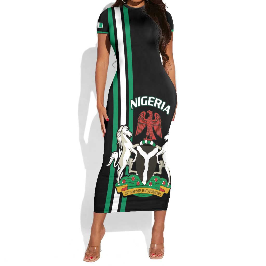 Nigeria Short Sleeve Bodycon Dress Nigeria Coat Of Arms Simple Style LT14