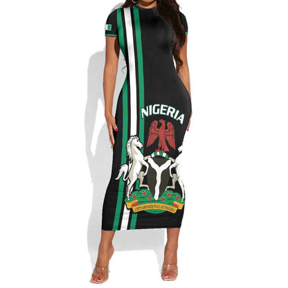 Nigeria Short Sleeve Bodycon Dress Nigeria Coat Of Arms Simple Style LT14