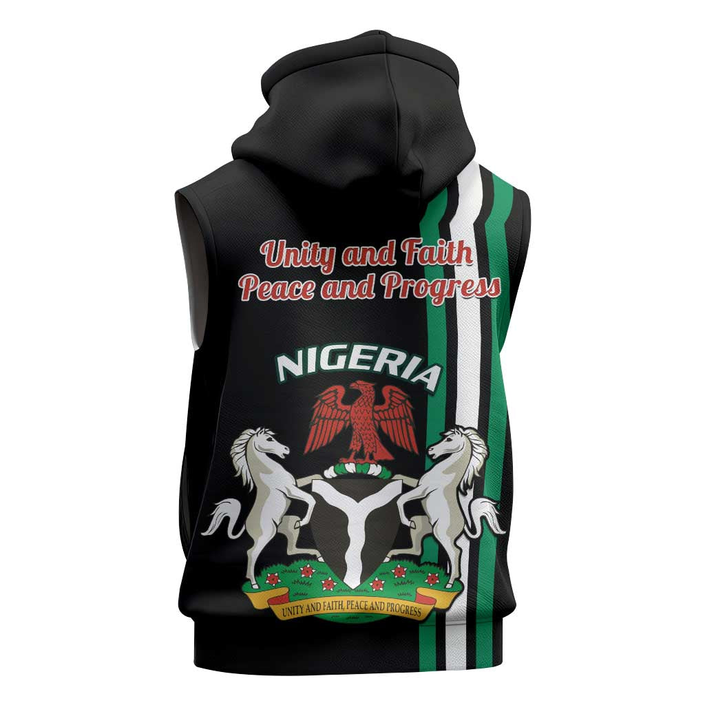 Nigeria Sleeveless Hoodie Nigeria Coat Of Arms Simple Style - African Pride