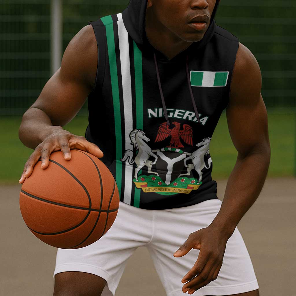 Nigeria Sleeveless Hoodie Nigeria Coat Of Arms Simple Style - African Pride