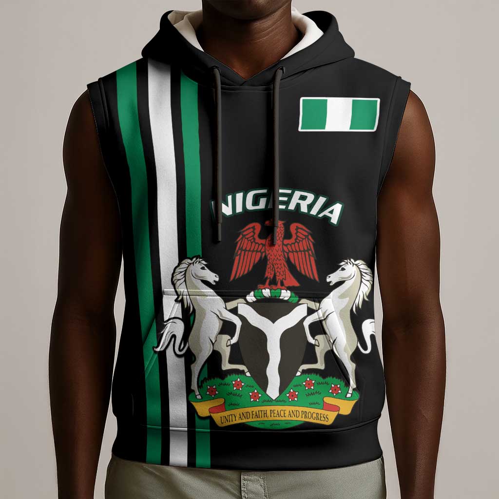Nigeria Sleeveless Hoodie Nigeria Coat Of Arms Simple Style - African Pride