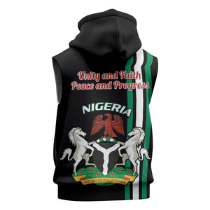 Nigeria Sleeveless Zip Hoodie Nigeria Coat Of Arms Simple Style - African Pride