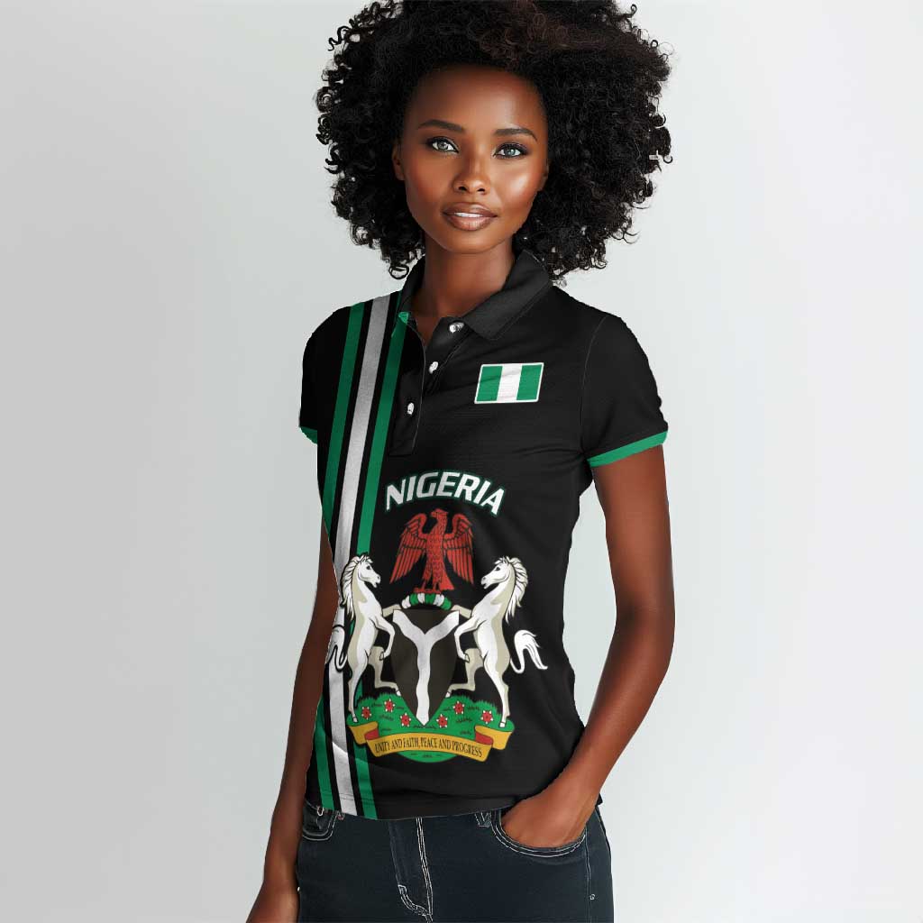 Nigeria Women Polo Shirt Nigeria Coat Of Arms Simple Style