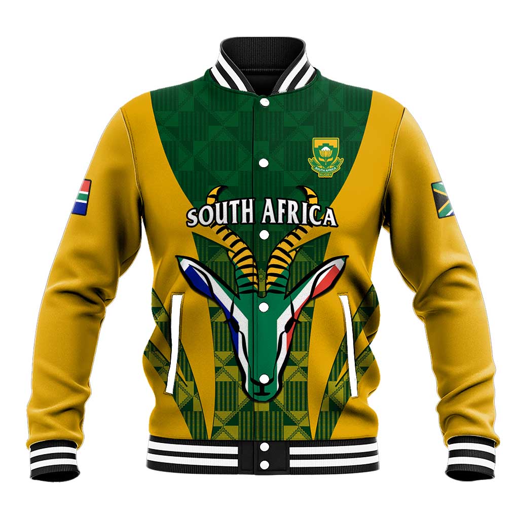 Custom South Africa Rugby Baseball Jacket Go Springboks Kente With Bokke LT14