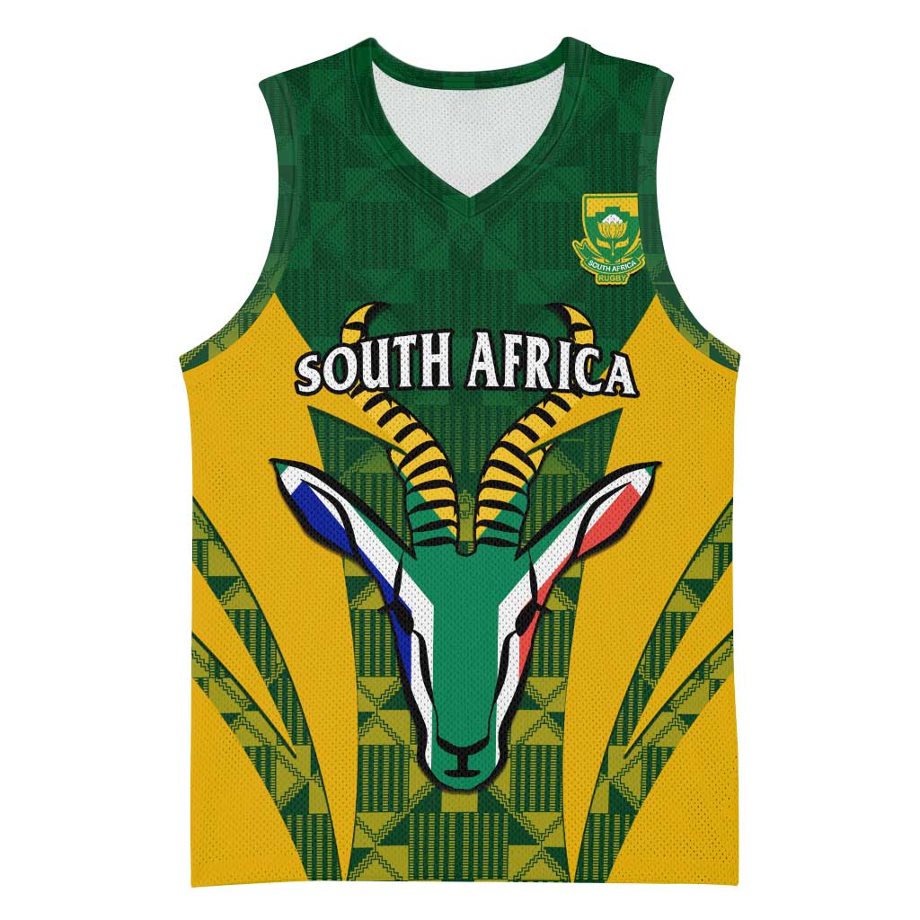 Custom South Africa Rugby Basketball Jersey Go Springboks Kente With Bokke - African Pride