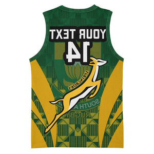 Custom South Africa Rugby Basketball Jersey Go Springboks Kente With Bokke - African Pride