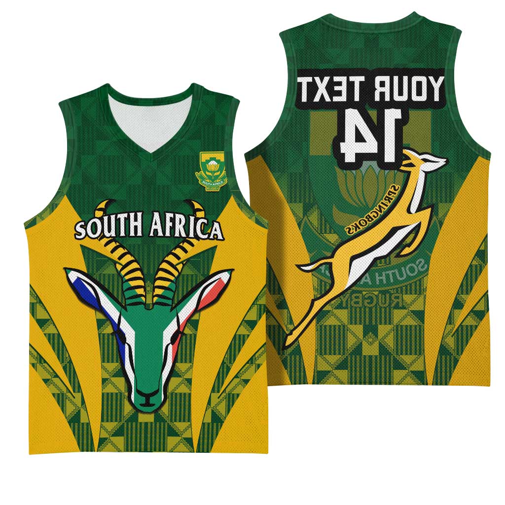 Custom South Africa Rugby Basketball Jersey Go Springboks Kente With Bokke - African Pride